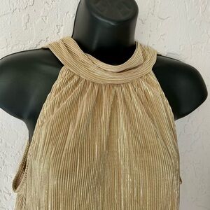 CeCe Gold Sleeveless Pleated Blouse